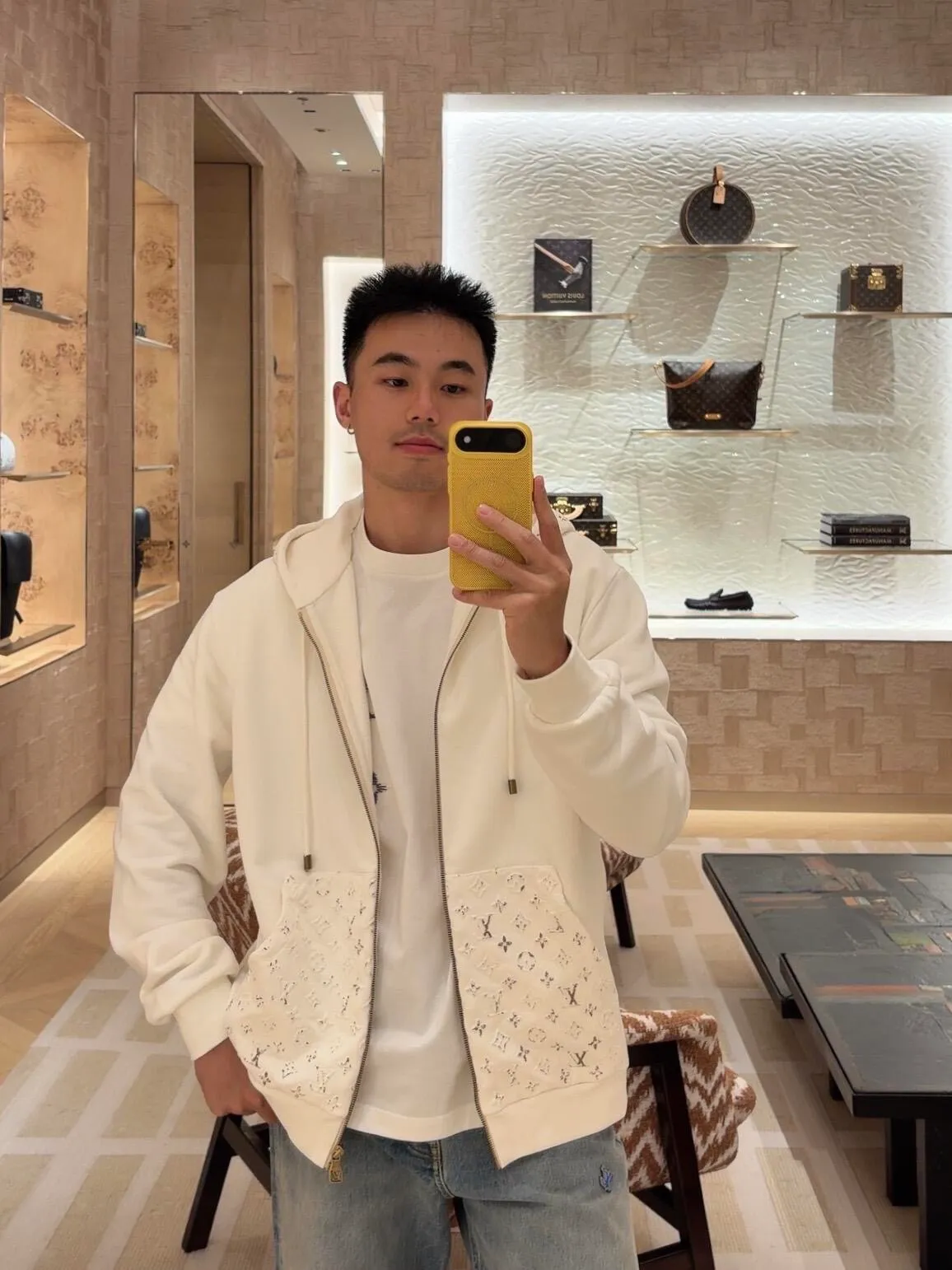 Louis Vuitton/Louis Vuitton reflective 3D embossed hooded sweatshirt jacket